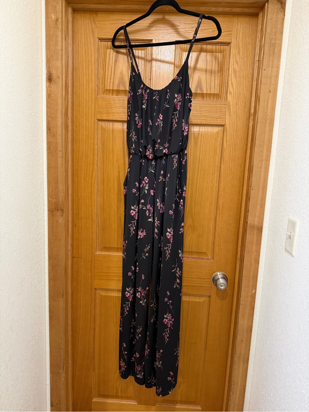 Kaleigh Black Floral Sleeveless Maxi Jumpsuit | Size Medium